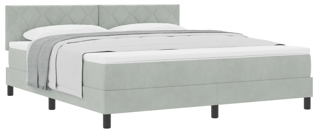 vidaXL Κρεβάτι Box Spring με Στρώμα σε Ανοιχτό Γκρι Super King Βελούδο
