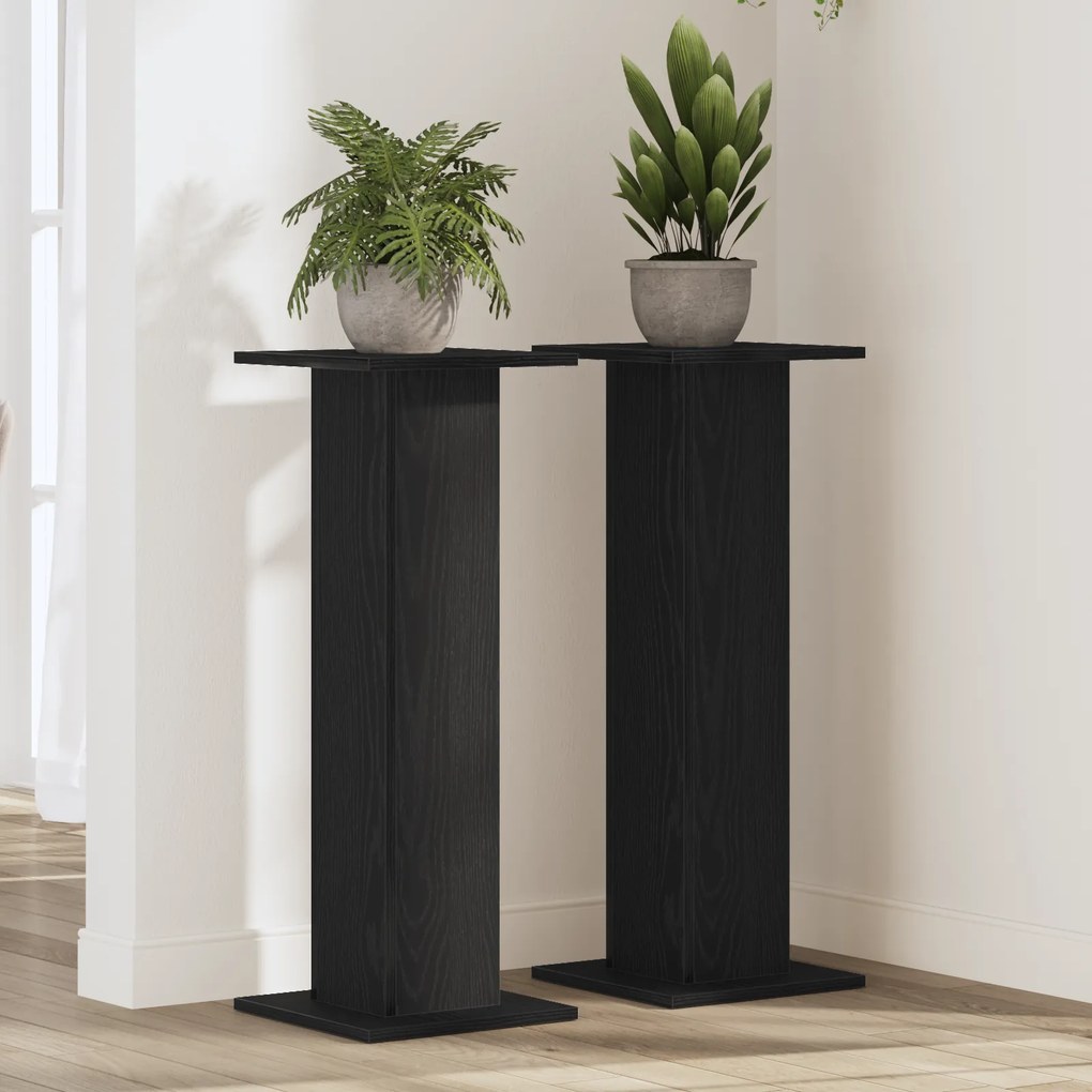 vidaXL Στήριγμα Φυτών 2 τεμ Μαύρη Δρυς 30x30x80 εκ Επεξεργασμένο Ξύλο