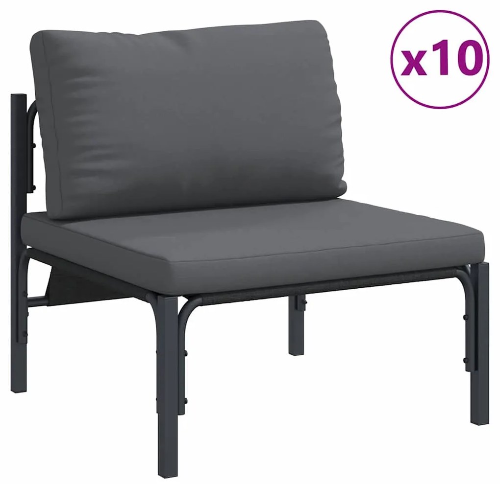 vidaXL Σετ Καναπέ Κήπου με μαξιλάρι 14 pcs Μαύρο Ατσάλι