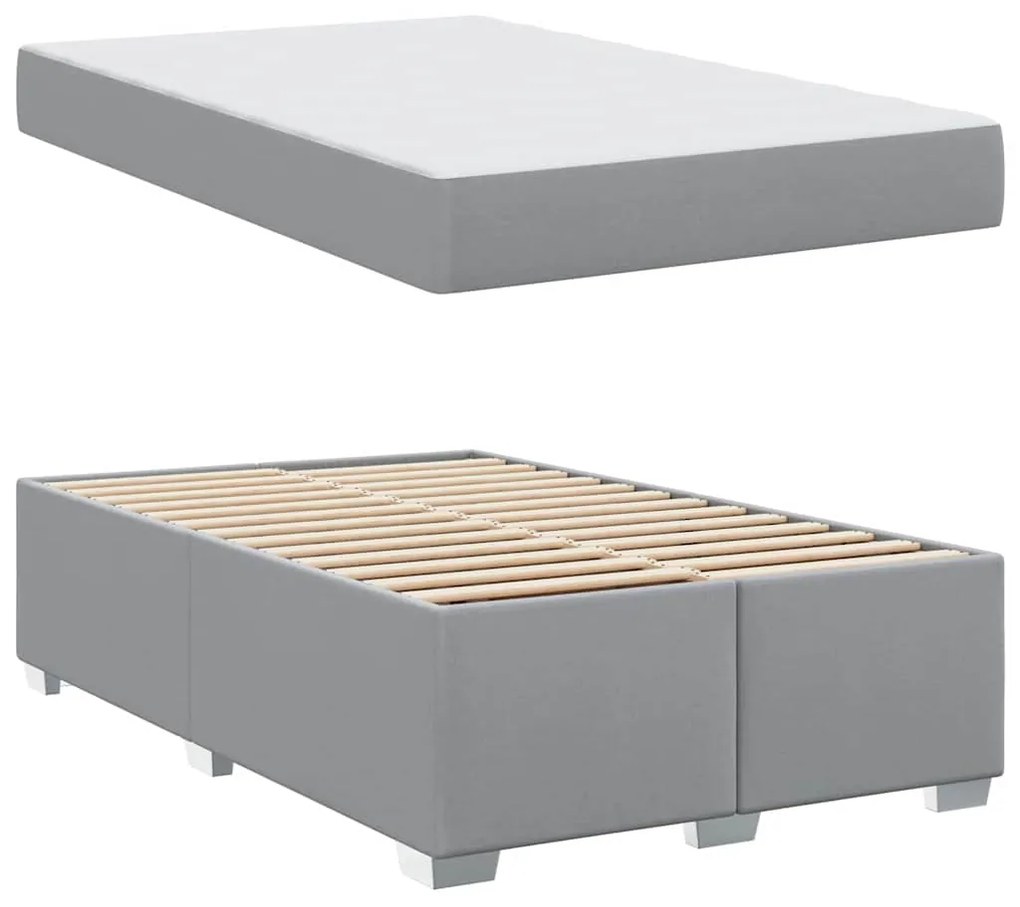vidaXL Σκελετός Κρεβατιού με στρώμα Ανοιχτό γκρι 120 x 200 cm ύφασμα