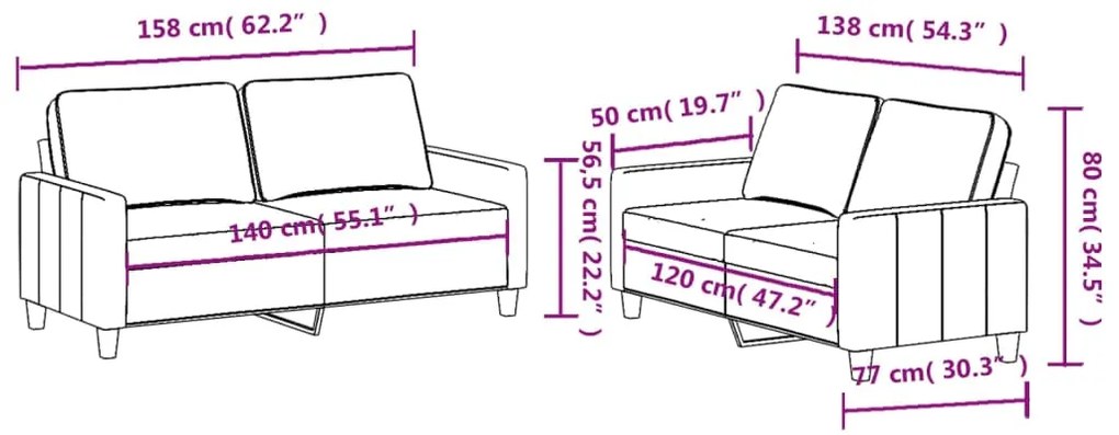 vidaXL Πολυθρόνες Σετ 2 Τεμαχίων Μαύρες από Ύφασμα με Μαξιλάρια