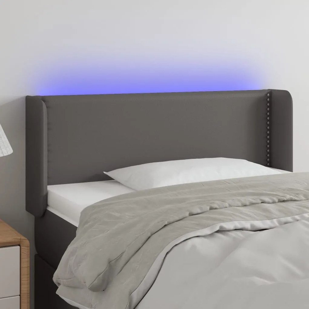 Κεφαλάρι Κρεβατιού LED Γκρι 103x16x78/88εκ. από Συνθετικό Δέρμα 3123184