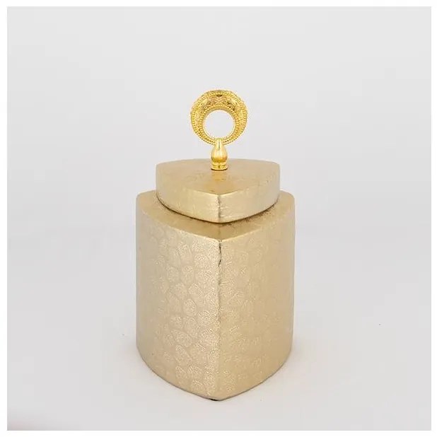 Βάζο Με Καπάκι Κεραμικό Χρυσό 14.5x14.5x22.5cm 752-20115 Estheti-752-20115-Χρυσό 752-20115