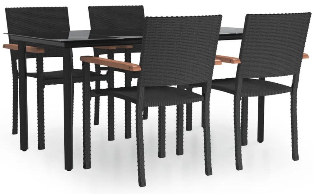 vidaXL Σετ Τραπεζαρίας Κήπου 5 Τεμαχίων Μαύρο από Συνθετικό Ρατάν