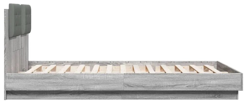 vidaXL Πλαίσιο Κρεβατιού με Κεφαλάρι και LED Γκρι sonoma 150 x 200 εκ.