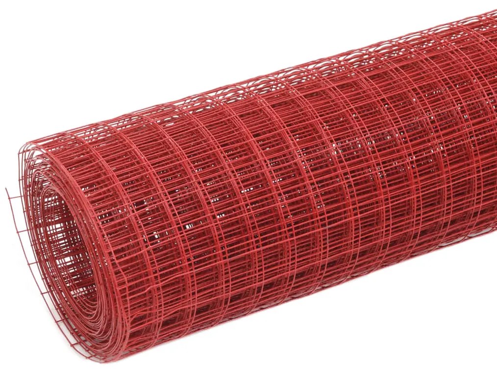 vidaXL Συρματόπλεγμα Κοτετσόσυρμα Κόκκινο 10x1,5 μ. Ατσάλι Επικαλ. PVC