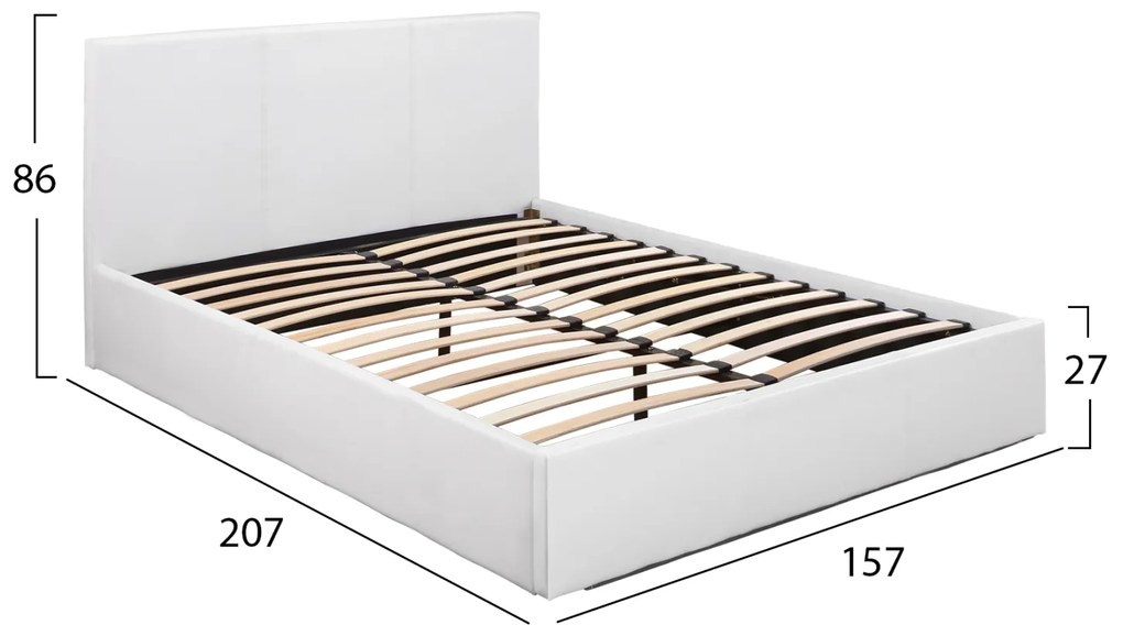Κρεβάτι Bobbi Pu Λευκό Με Αποθηκευτικό Χώρο 150x200 εκ.