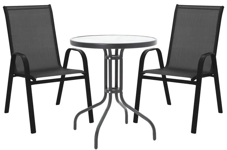 Σετ κήπου - Τραπεζαρία κήπου Calan-Watson σετ 3τεμ μέταλλο μαύρο-textilene μαύρο 60x60x70 εκ.