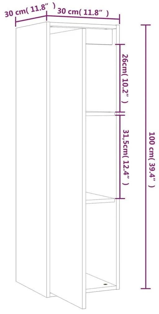 Ντουλάπι Τοίχου 30 x 30 x 100 εκ. από Μασίφ Ξύλο Πεύκου - Καφέ