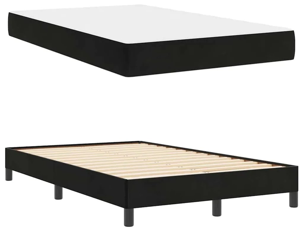 vidaXL Κρεβάτι box spring με στρώμα Μαύρο 120 x 200 cm Βελούδο