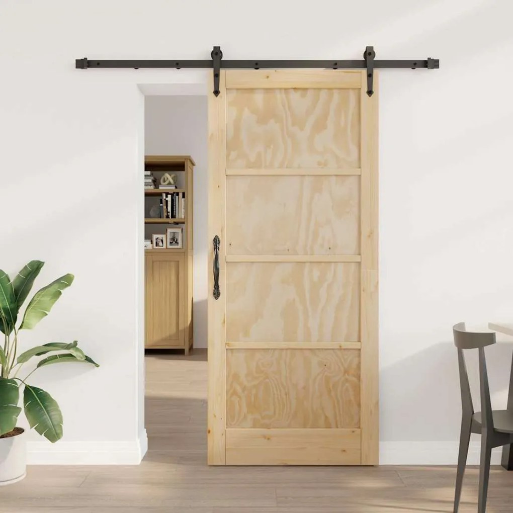 vidaXL Συρόμενη Πόρτα Φυσικό και μαύρο 78 x 202 εκ.