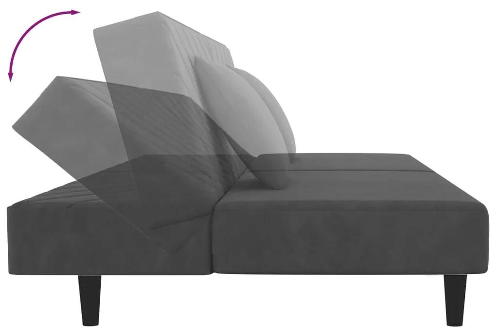 Καναπές Κρεβάτι Διθέσιος Σκούρο Γκρι Βελούδινος &amp; 2 Μαξιλάρια - Γκρι