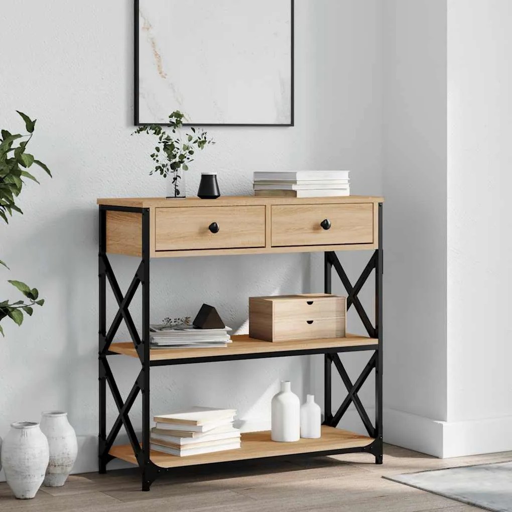 vidaXL Τραπέζι Κονσόλα Sonoma Δρυς 75 x 28 x 75 εκ. Επεξεργασμένο Ξύλο