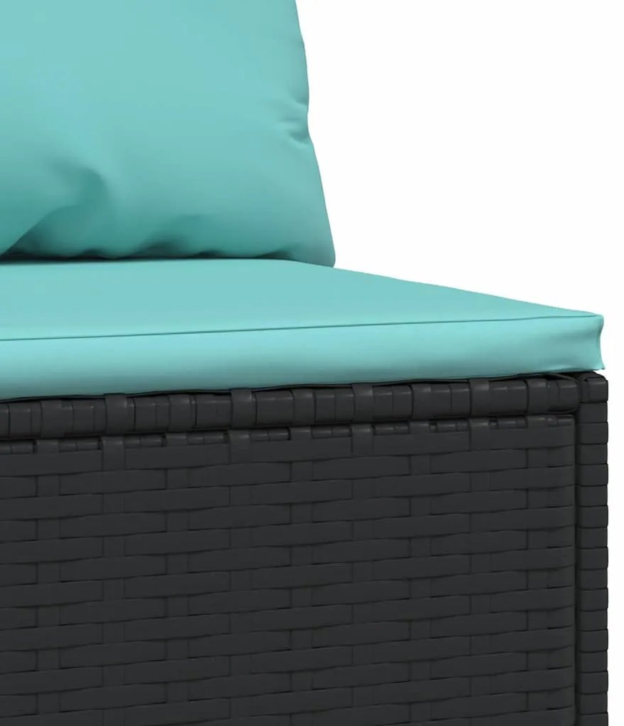 vidaXL Καναπέδες Κήπου Μεσαίοι 2 τεμ. Μαύροι Συνθ. Ρατάν με Μαξιλάρια