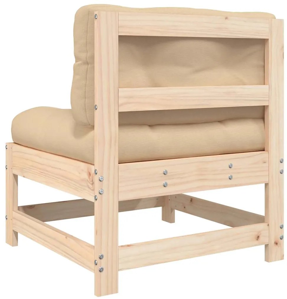 vidaXL Καναπέδες Μεσαίοι με Μαξιλάρια 2 τεμ. από Μασίφ Ξύλο Πεύκου