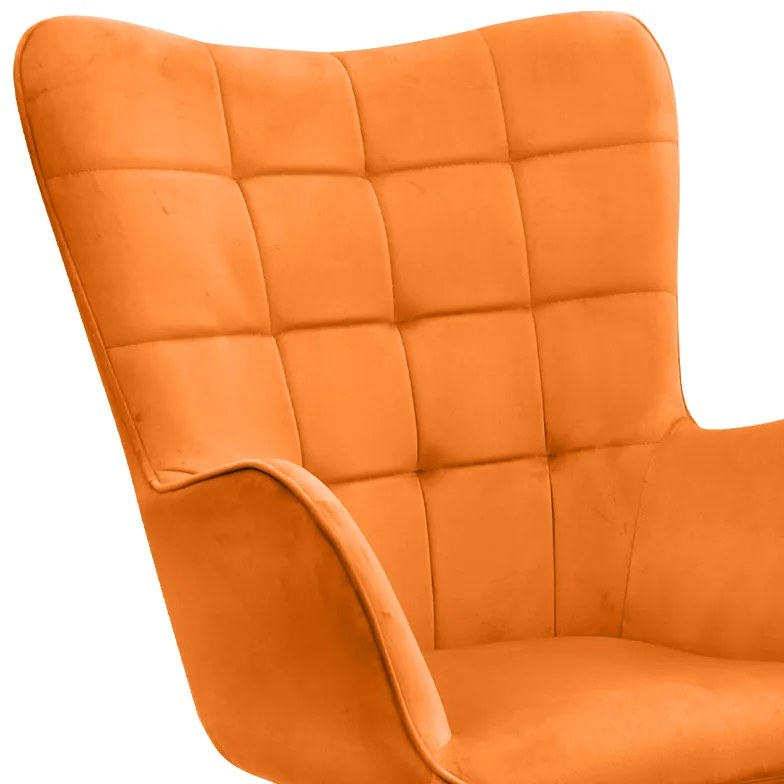 Πολυθρόνα - Μπερζέρα με υποπόδιο Lily Megapap κροκί βελούδο - μεταλλικό πόδι χρώμα φυσικό 70x62x98εκ.