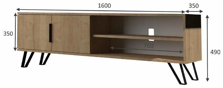 Έπιπλο τηλεόρασης Foot Megapap από μελαμίνη χρώμα sonoma 160x35x49εκ. - GP028-0033,2