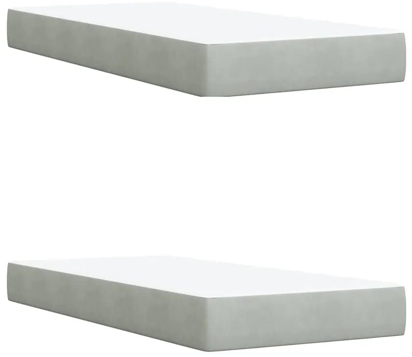 vidaXL Κρεβάτι Boxspring με Στρώμα Ανοιχτό Γκρι 200x200 εκ. Βελούδινο