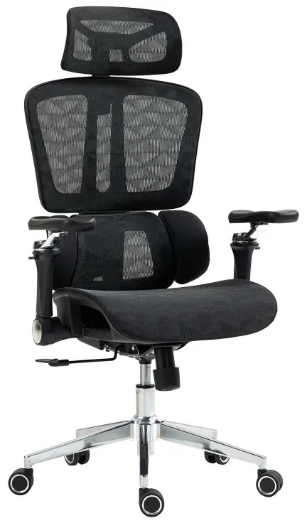 Καρέκλα γραφείου διευθυντή Jeffer pakoworld mesh σε μαύρη απόχρωση 67x62x115-125εκ