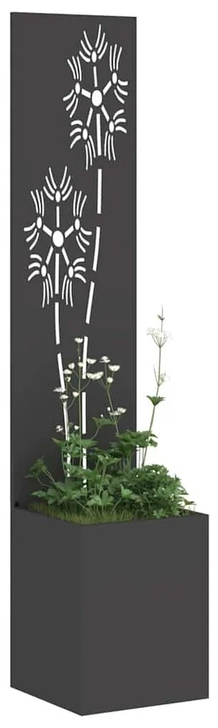 vidaXL Οθόνη Ιδιωτικότητας Κήπου Floral Μαύρο 32 x 140 εκ.