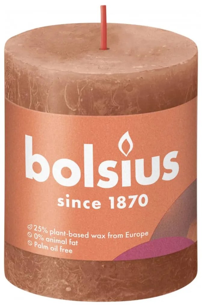 Bolsius Κεριά Κύλινδρος Ρουστίκ Shine 4 τεμ. Ρουστίκ Ροζ 80 x 68 χιλ.
