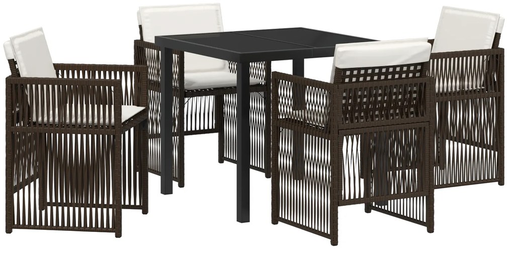 vidaXL Καφετί Σετ Κήπου για Φαγητό 5 pcs Καφέ Ατσάλι