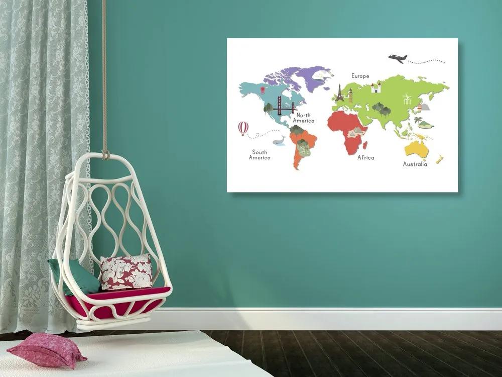 Εικόνα στο χάρτη του φελλού με ορόσημα - 120x80  color mix