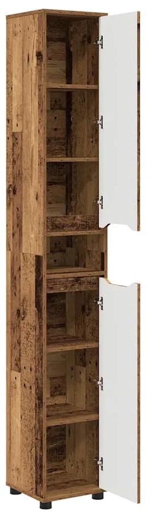 vidaXL Ντουλάπι Μπάνιου με ράφι με πόρτα Παλιό Ξύλο 30,5 x 30 x 195 εκ