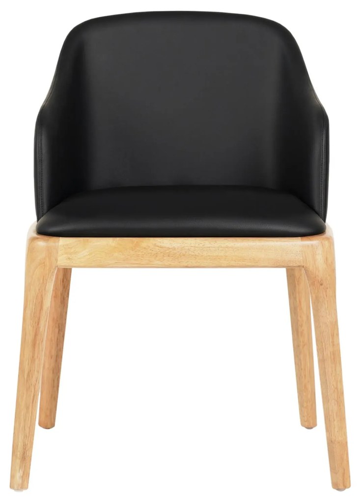 Πολυθρόνα Τραπεζαρίας FURLAN Rubberwood σε Oak-Μαύρο PU 54,5x58x78Υεκ. 54.5x58x78 εκ.