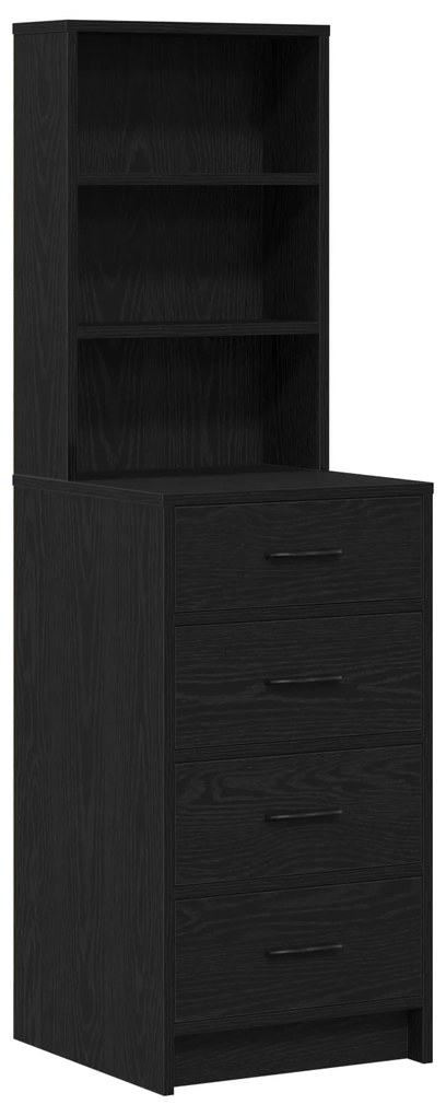 vidaXL 2 τεμάχιο σετ dressing table με LED Μαύρο Επεξεργασμένο ξύλο