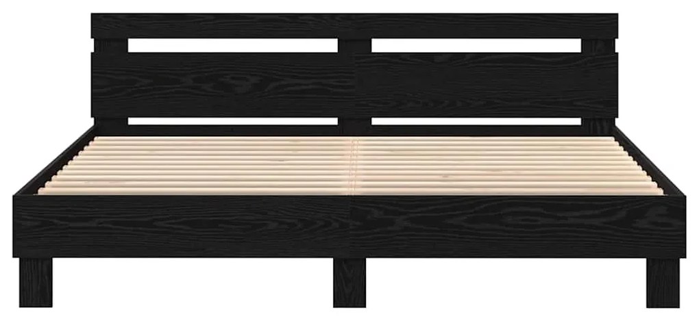 vidaXL Σκελετός Κρεβατιού Μαύρη δρυς 200 x 200 cm Επεξεργασμένο ξύλο
