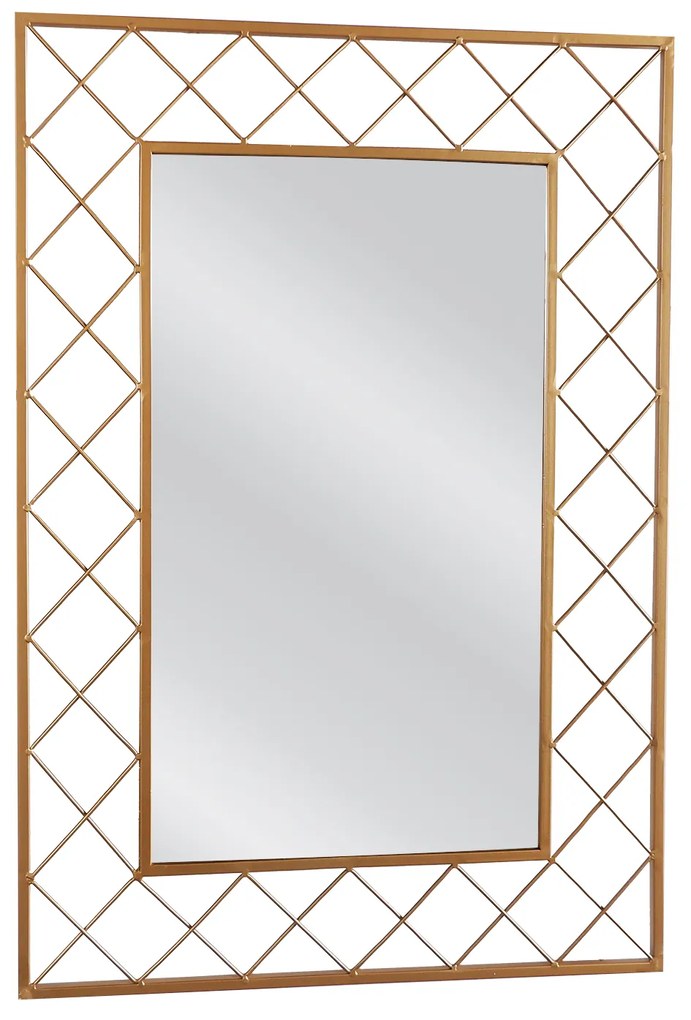 Καθρέπτης Τοίχου ARAVORN Χρυσό Μέταλλο/Γυαλί 80x1.5x55cm