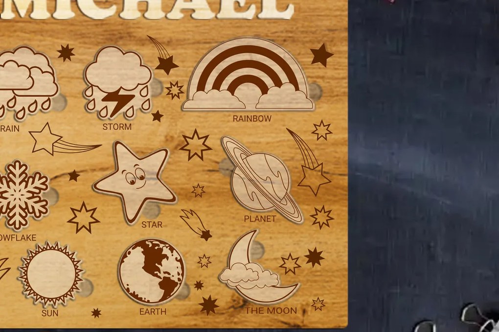 Σετ των 2 Intra απο ξύλο plywood 3mm-4mm πάχος - Προσαρμοσμένο παιδικό παζλ, πρότυπο κοπής με λέιζερ Δίασταση 11x12 cm INTRAFABR-86873119