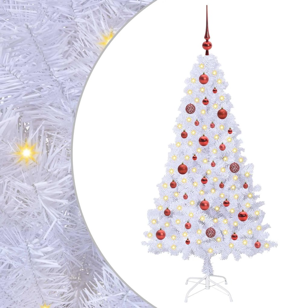 vidaXL Τεχνητό Χριστουγεννιάτικο Δέντρο Λευκό 150 cm PVC και Ατσάλι