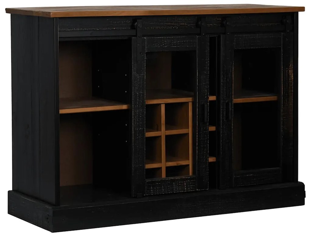 vidaXL Sideboard HALDEN 2 συρόμενες πόρτες μαύρο 112x40x80 cm