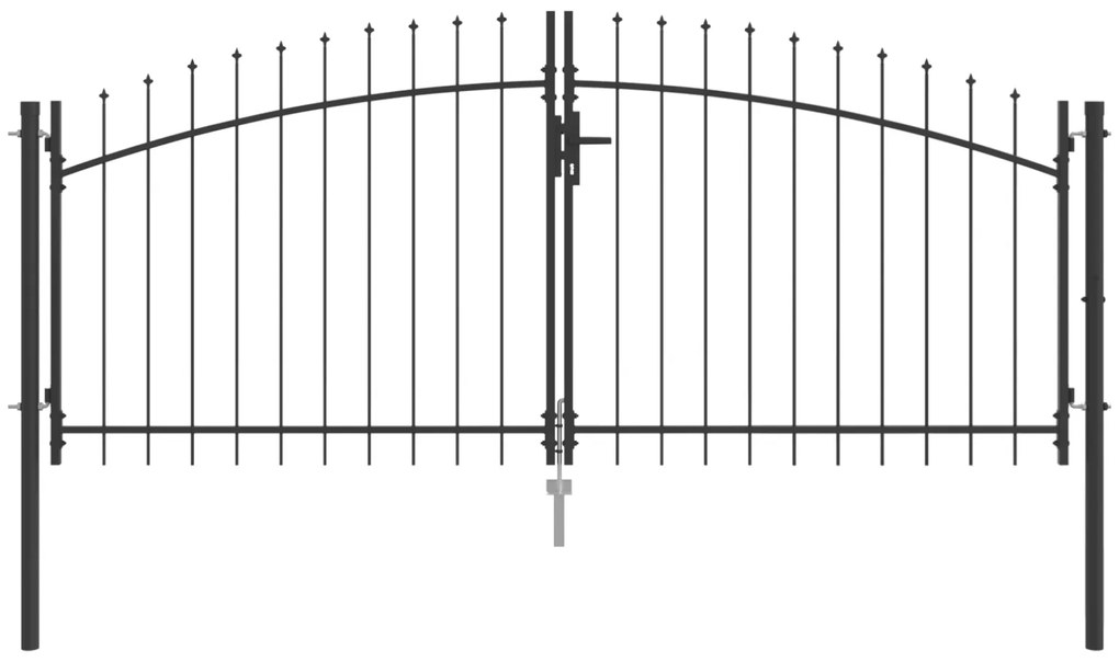 vidaXL Πύλη Κήπου με κλειδαριά Γκρι 100 x 300 cm Ατσάλι