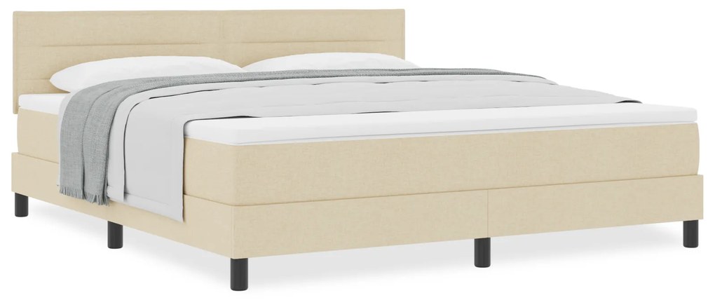 vidaXL Κρεβάτι με Στρώμα Κρεμ 180x200 cm Ύφασμα