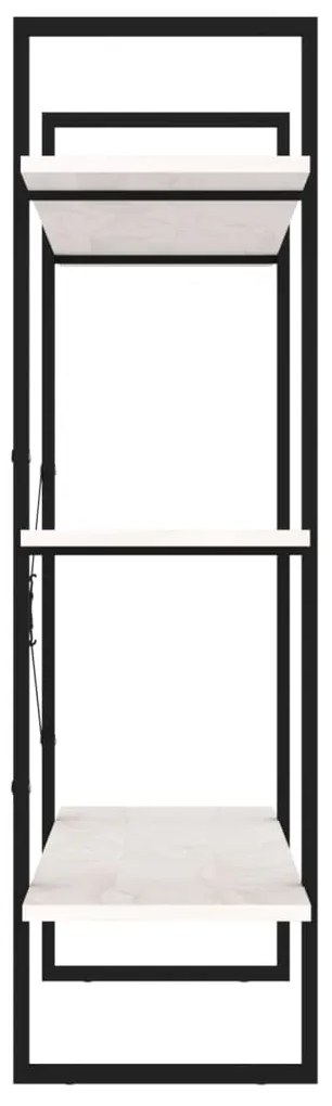 vidaXL Βιβλιοθήκη με 3 Ράφια Λευκή 100x30x105 εκ από Μασίφ Ξύλο Πεύκου