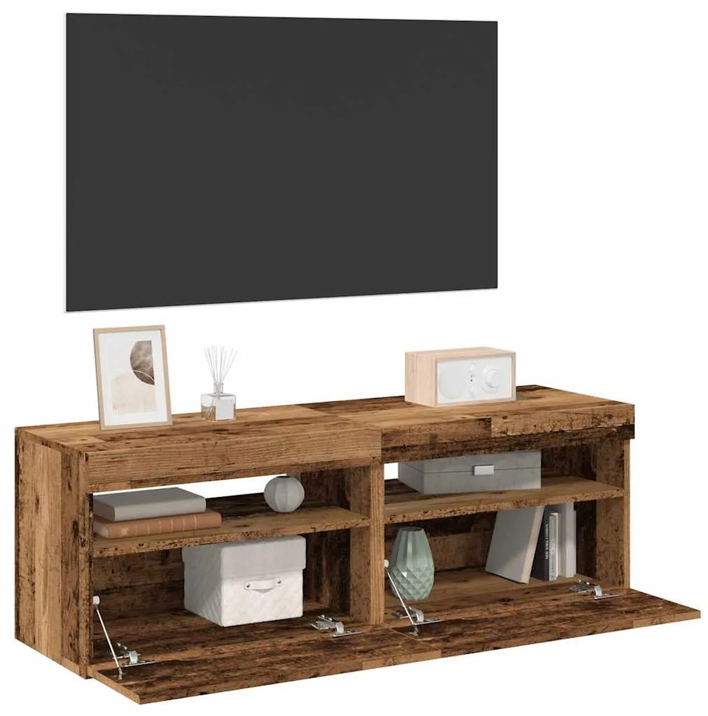 σετ ντουλαπιών τηλεόρασης 2 τεμαχίων με φώτα LED