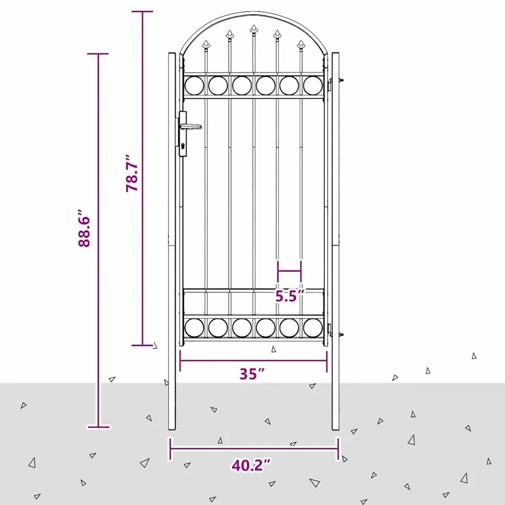 vidaXL Πύλη Φράχτη Γκρι 100 x 250 cm Ατσάλι με Επικάλυψη Πούδρας