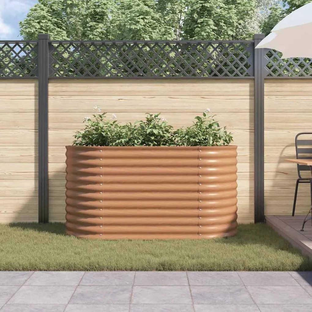 vidaXL Υπερυψωμένη Ζαρντινιέρα Καφέ 160 x 80 x 81 cm Ατσάλι