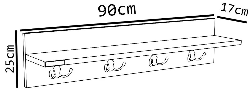Ράφι Τοίχου LERATO Καρυδί Μοριοσανίδα 90x17x25cm - 14870021