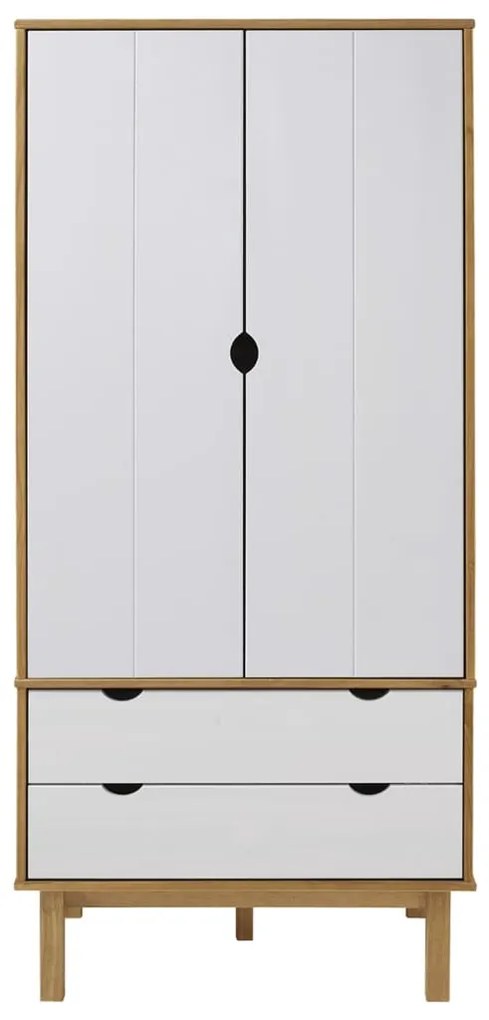 vidaXL Ντουλάπα OTTA Καφέ/Λευκό 76,5 x 53 x 172 εκ. Μασίφ Ξύλο Πεύκου