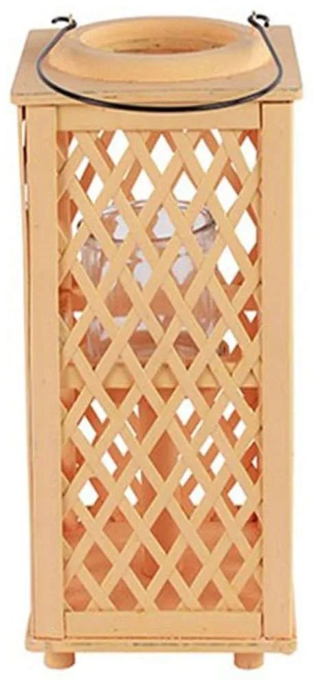 Φανάρι Ξύλινο Πλεκτό 013.787547 19x19x40cm Yellow Wood