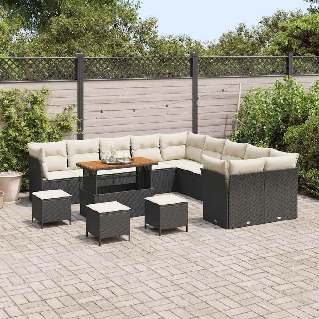 vidaXL Σετ Καναπέ Κήπου 14 pcs Μαύρο συνθετικό ρατάν
