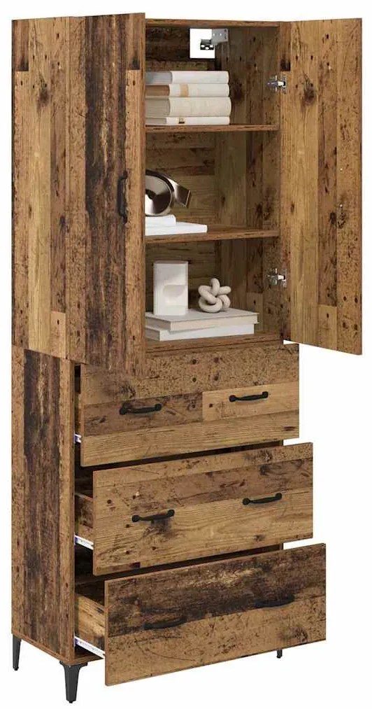 vidaXL Highboard Παλιό Ξύλο 69,5 x 34 x 180 εκ. Επεξεργασμένο ξύλο