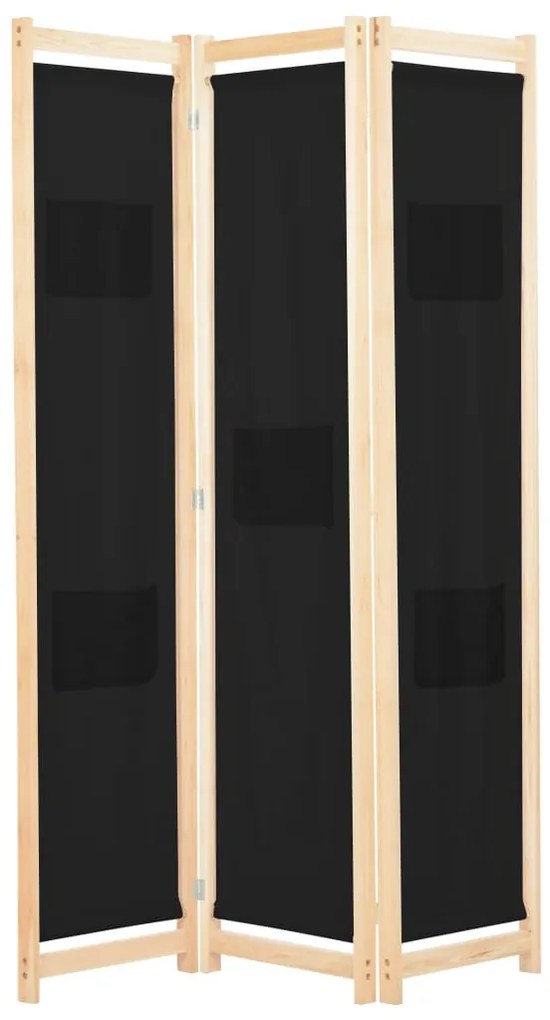 vidaXL Διαχωριστικό Δωματίου με 3 Πάνελ Μαύρο 120x170x4 εκ. Υφασμάτινο