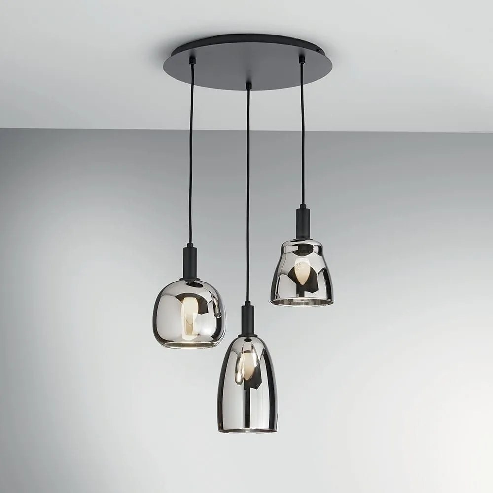 Φωτιστικό Οροφής Κρεμαστό I-Weizen-S3 E14 150x39cm Black-Chrome Luce Ambiente Design