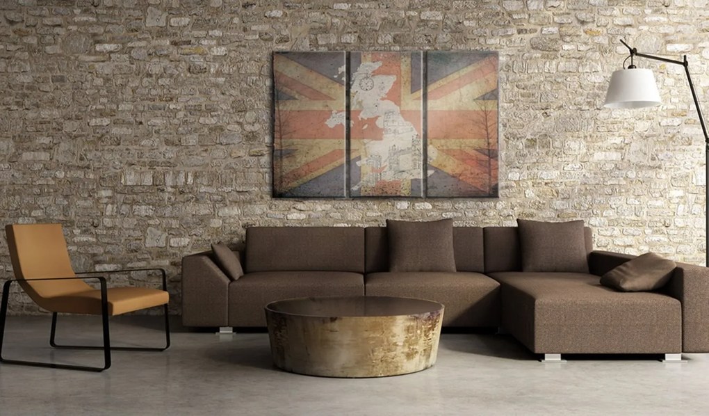 Πίνακας - Map of Great Britain - triptych 120x80