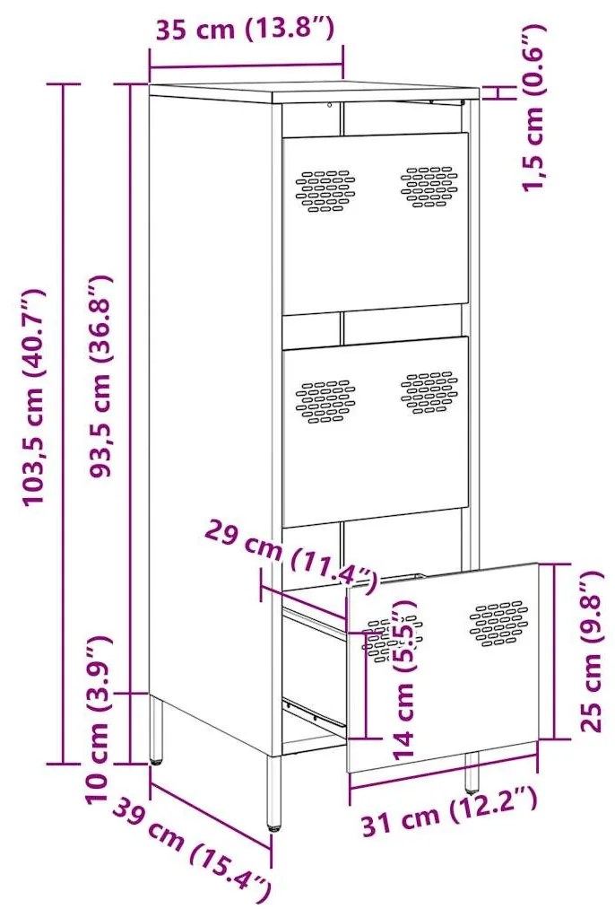 Ντουλάπι Μουσταρδί 39x35x103,5 εκ. από Ατσάλι - Κίτρινο